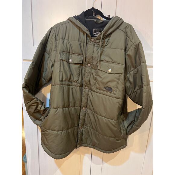 The North Face Meeks Jacket Men’s Large Army Green Puffer Fleece Lining Pockets - Picture 1 of 5